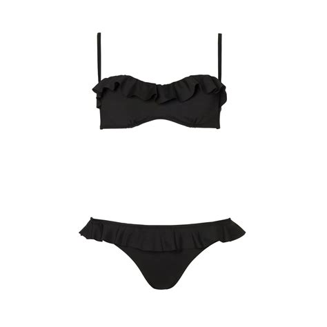 Bikini Con Volante Negro Con Un Toque De Oro Telva