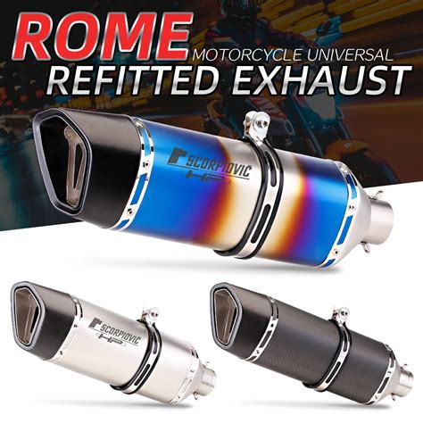 Mm Universal Motorcycle Exhaust Muffler Dual Escape Right Side With