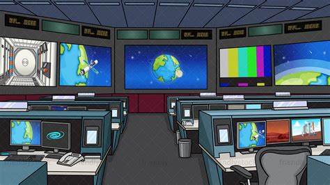Nasa Mission Control Center Background Cartoon Clipart Vector