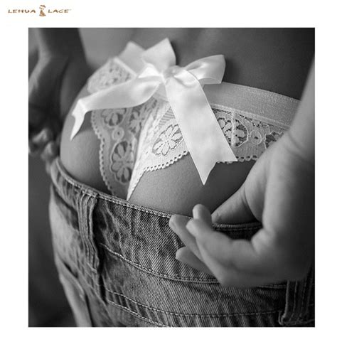 Summer Whole Lace Triangle Pants Sex Appeal Hollow Out Carries Buttock Low Waist Bowknot Female