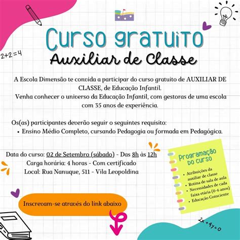 Curso Auxiliar De Classe - Curso gratuito - Auxiliar de classe 📚 ️ | Bruna Carolina