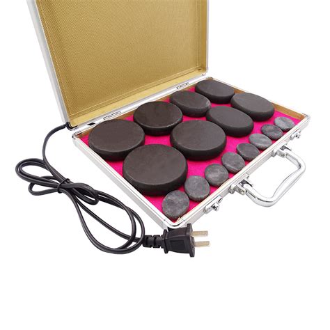 Spa Hot Massage Stone Pcs Massage Stone With Aluminum Heating Box Heat Massage Kit Basalt