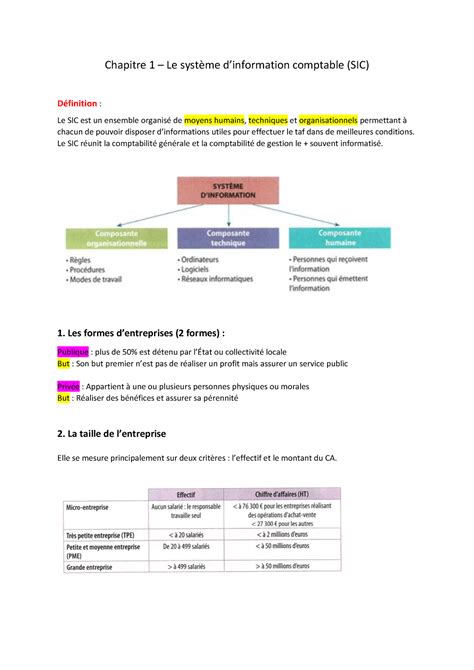 Chapitre 1 Cours Système d information comptable Chapitre 1 Le