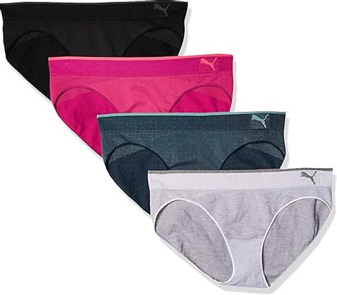 PUMA Womens Sports Stretch Bikini 4 Pack Blue Grey Pink Black Small Amazon Ca Clothing Shoes