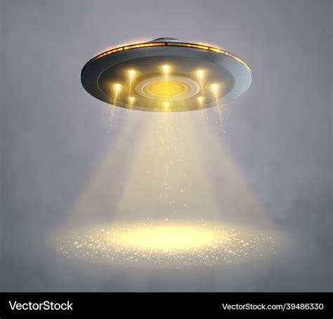 Ufo Spaceship With Light Beam Royalty Free Vector Image