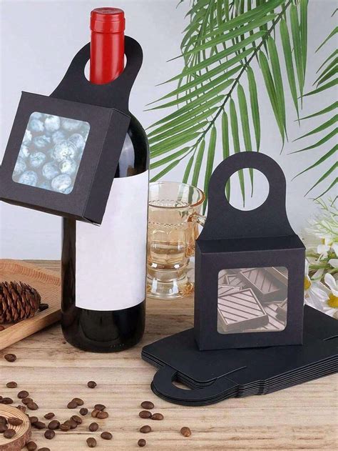 Pcs Kraft Wine Bottle Box With Window Hanging Foldable Wine