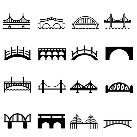 Bridge Icon Vector Set Bridge Icon Various Bridges Illustration