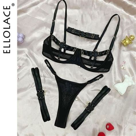 Lingerie Sexy Ajour E Pi Ces Costumes Exotiques Transparent Ensemble Pour Femme Vert N On