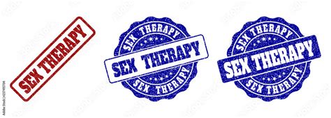 Sex Therapy Grunge Stamp Seals In Red And Blue Colors Vector Sex Therapy Labels With Scratced