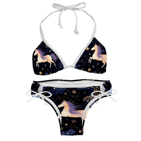 Starry Unicorn Detachable Sponge Adjustable Strap Bikini Set Two Pack Swimsuits For All