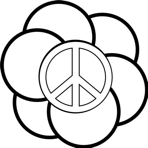 Peace Symbol Peace Sign Flower 121 Black White Clip Art Library