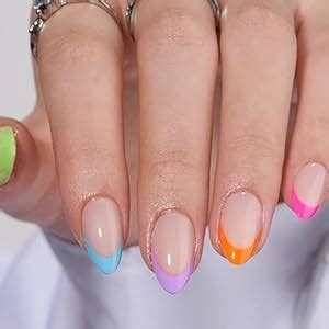 Amazon Pcs Nude Pink Almond Short Press On Nails Shanrun Colorful French Fake Nails