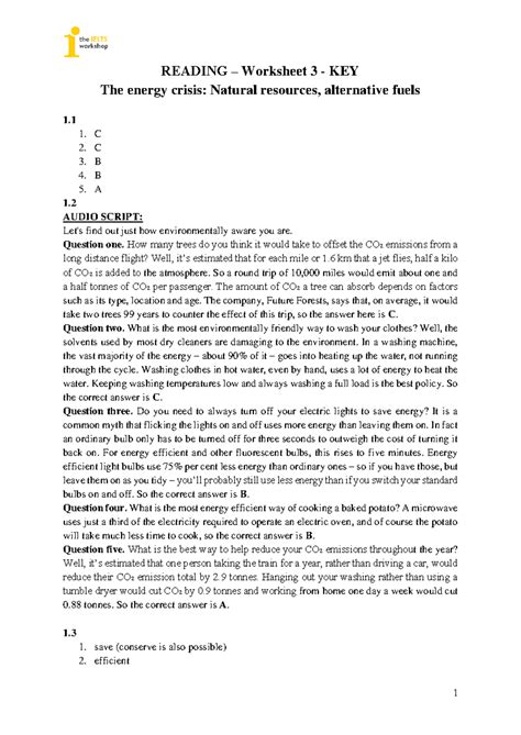 Crisis And Energy Alternatives Worksheet Answers
