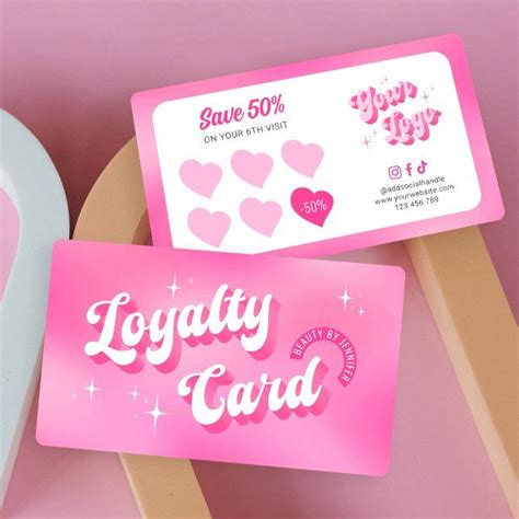 Trendy Groovy Retro Pink Beauty Spa Nails Lashes Loyalty Card Zazzle