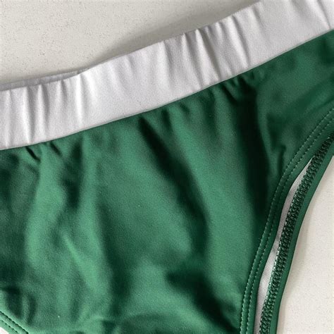 GREEN WHITE BIKINI BOTTOM RAVE WEAR Worn Once Depop