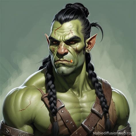 Half Orc Portrait With Bold Details Stable Diffusion Online
