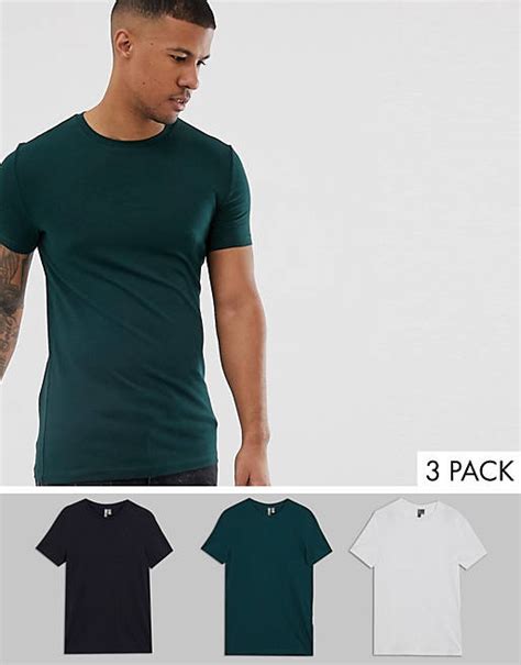 Asos Design 3 Pack Organic Muscle Fit T Shirt With Crew Neck Save Asos