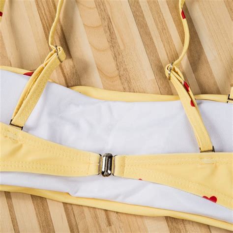 Push Up Heart Shape Print High Waist Summer Bathing Bikini Swimsuit Power Day Sale