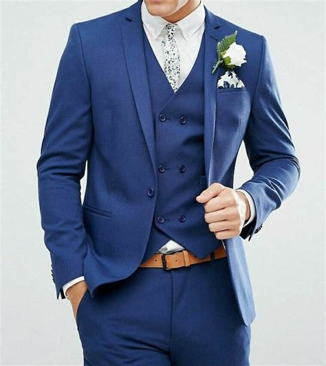 Trajes De Hombre Traje De Boda De Hombres Azules Ropa De México