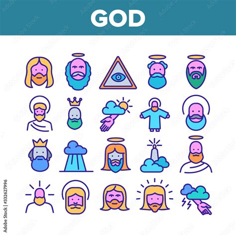 God Christian Religion Collection Icons Set Vector. Christianity And ...