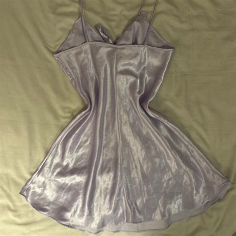 Lilac Silk Night Gown Lingerie With Lace Flower Depop