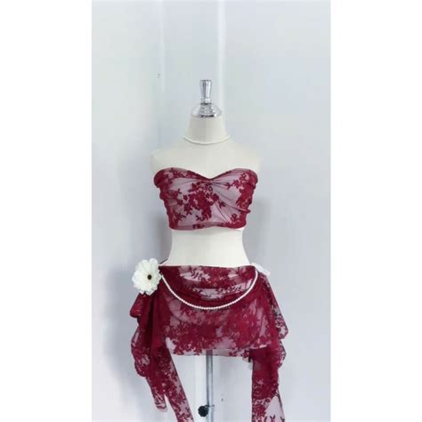 Beach Bikini Set 2 Piece Strapless Mesh Bra With Bow Skirt Thai Stylebishop LB34 Shopee Malaysia