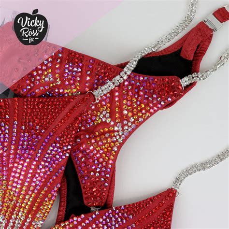 Bikini Competitors Competition Suit Stunning Rhinestones Contest