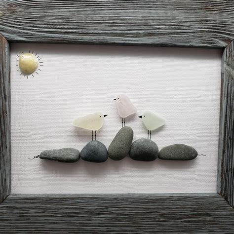Sea glass and Pebble Picture Art / Love/ Birds / Family / | Etsy ...