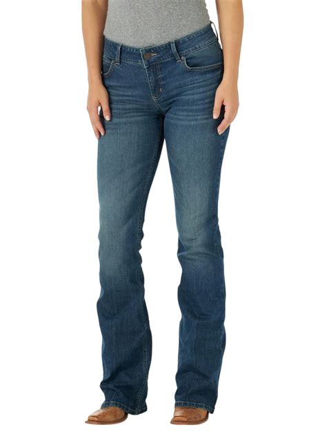 Quality Western Style Wrangler Womens Essential Mid Rise Bootcut Jeans