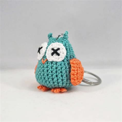 Crochet Owl Keychain Etsy