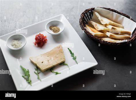 french traditional foie gras pate and toast starter set Stock Photo ...