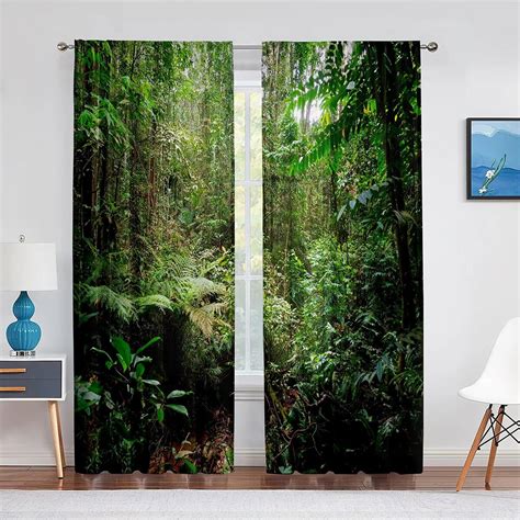 Tropical Jungle Cartoon Animals Theme Sheer Voile Curtains For Living