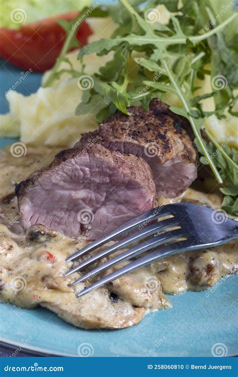 Pork Fillet with Mushroom Sauce Stock Photo - Image of appetizer, meal ...