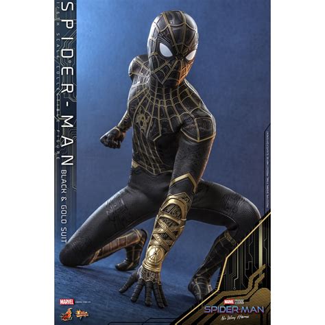 พรอมสง ฟกเกอร Hot Toys MMS Spider Man No Way Home Spider Man Black Gold Suit