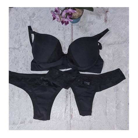 Lingerie Preta M Duas Calcinhas Lingerie Feminina Beleza Nativa