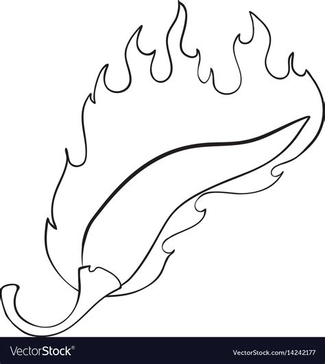Cartoon Image Of Flaming Hot Chilli Pepper Vector Image