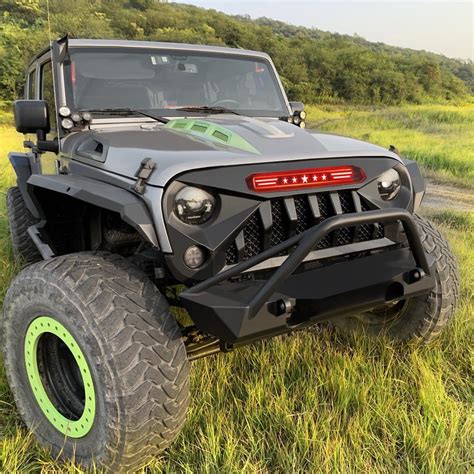 07 18 Jeep Wrangler Jk Gladiator Grille W Red Star Drl Amoffroad