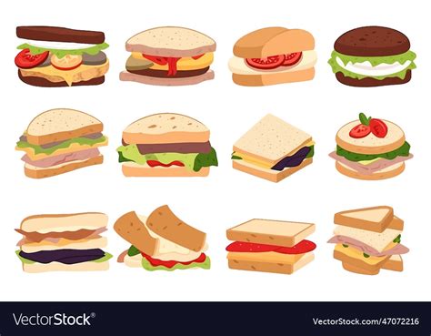 Set of sandwich Royalty Free Vector Image - VectorStock