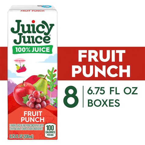Juicy Juice 100% Fruit Punch Juice Boxes, 6.75 fl oz, 8 Count - Walmart.com