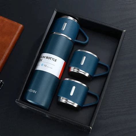 Stainless Steel Vacuum Flask Hot And Cool Water Bottle With Two Cups Zang Mart Ltd