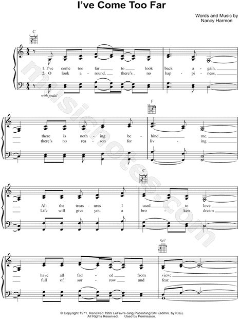 The Hoppers I Ve Come Too Far Sheet Music In C Major Transposable