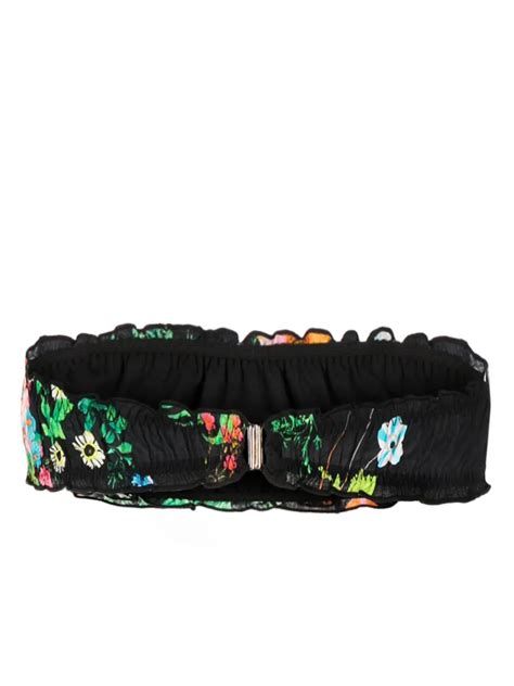 Cynthia Rowley Floral Print Ruffled Bikini Top Black FARFETCH RO
