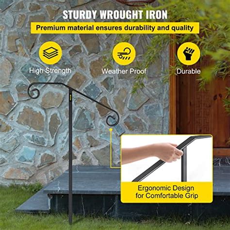 Single Post Handrail Wrought Iron Post Mount Step Grab Supports In