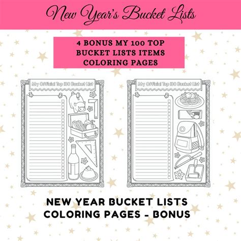 New Year Bucket List Printables Set Journal Family Planner - Etsy