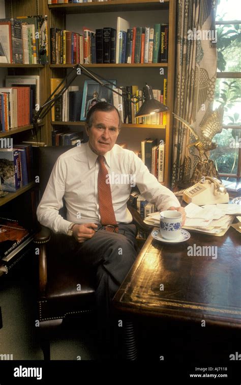 George Herbert Walker Bush 41st Us President At Home In Library Stock