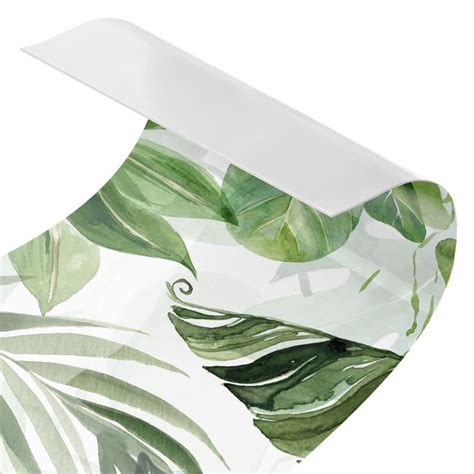 Aquarelle Feuilles Et Vrilles Tropicales Panneau Mural Douche