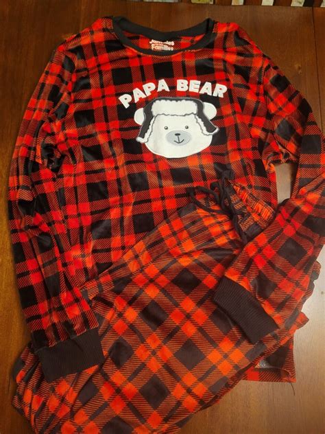 Mens Papa Bear Buffalo Plaid Fleece Cuddl Duds Pajama Gem