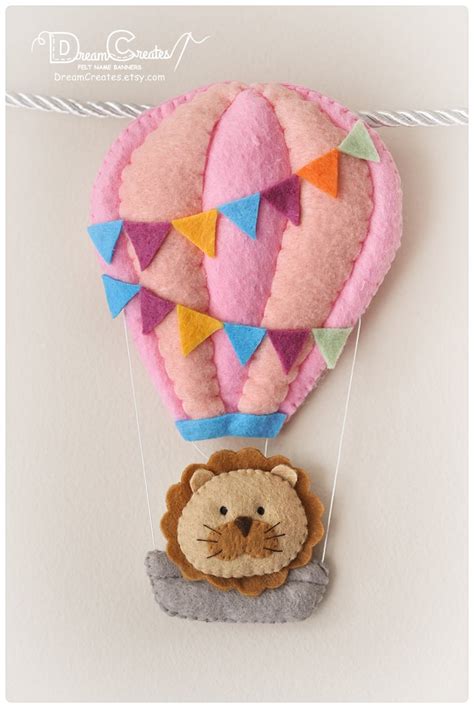 Baby Name Sign Hot Air Balloon Nursery Decor Felt Name Etsy