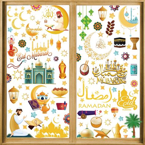 Pi Ces Stickers Ramadan Fenetre Autocollant De Fen Tre Eid Mubarak