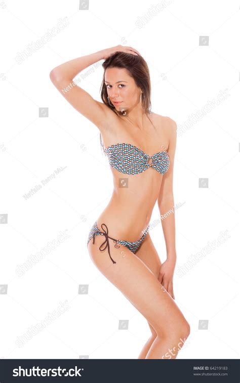 Sexy Bikini Model Over White Background Stock Photo 64219183 Shutterstock